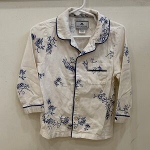 Petit Plume Cream and Blue Floral Kids Pajama Set